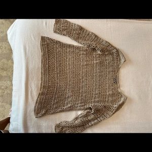 Tan thrifted quarter sleeve knitted sweater